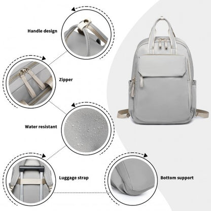 BPM2439 - Miss Lulu Versatile Stylish Backpack with Laptop Compartment and Trolley strape - Grey