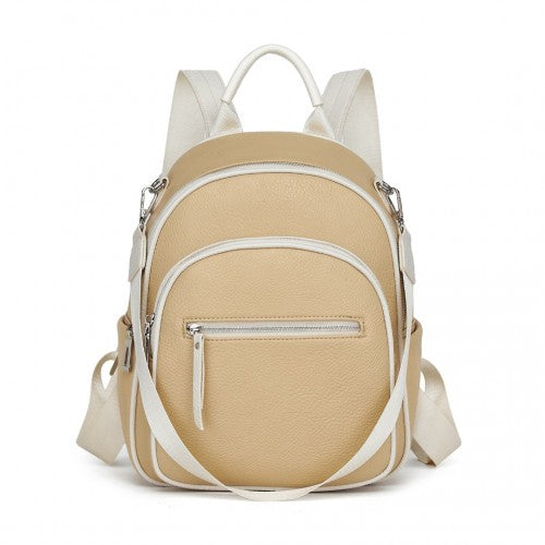 BPM2453 - Miss Lulu PU Leather Convertible Backpack Crossbody Bag - Lightweight Anti-Theft Daypack with Multiple Pockets - Yellow
