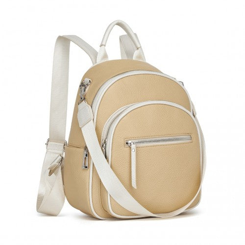 BPM2453 - Miss Lulu PU Leather Convertible Backpack Crossbody Bag - Lightweight Anti-Theft Daypack with Multiple Pockets - Yellow