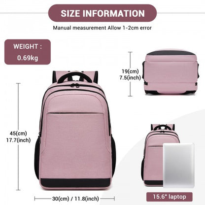 BPN2607 - Trendy Laptop Backpack,Soft Padded,Practical,Organized Storage,Lightweight 15.6" Notebook Bag for Work, School & Travel - Pink