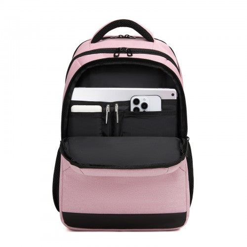 BPN2607 - Trendy Laptop Backpack,Soft Padded,Practical,Organized Storage,Lightweight 15.6" Notebook Bag for Work, School & Travel - Pink