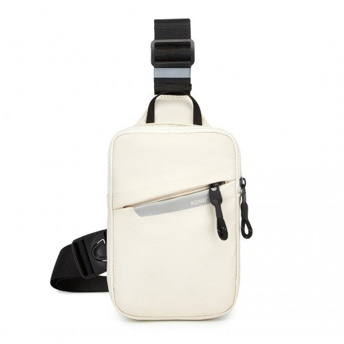CEK2445 - Kono Lightweight Crossbody Sling Bag with Adjustable Strap Multiple Pockets for Travel and Everyday Use - Beige
