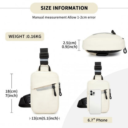 CEK2445 - Kono Lightweight Crossbody Sling Bag with Adjustable Strap Multiple Pockets for Travel and Everyday Use - Beige