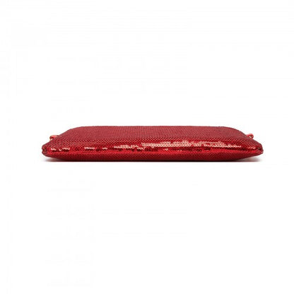 CLS2512 - Glam Sparkle Sequin Evening Clutch-Sleek, Shimmering Wristlet & Crossbody - Red