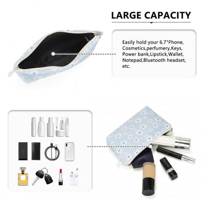 COM2443 - Miss Lulu Multi-Functional Charming Print Cosmetic Bag & Storage Bag for Travel and Everyday Use - Blue