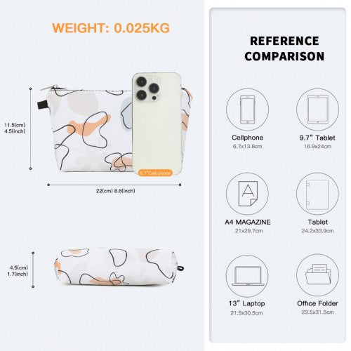 COM2443 - Miss Lulu Multi-Functional Charming Print Cosmetic Bag & Storage Bag for Travel and Everyday Use - White