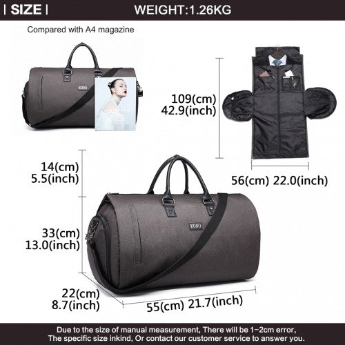 E1918 - Kono Travel Suit Garment Duffel Bag - Grey
