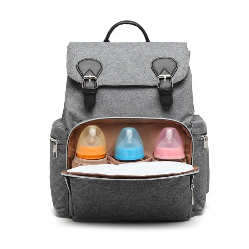 E1976 - Kono Travel Baby Changing Backpack with USB Charging Interface - Grey