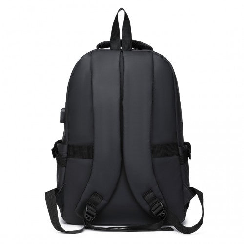 E2329 - Kono Leisure PVC Coated Water-resistant Backpack With USB Charging Port - Black