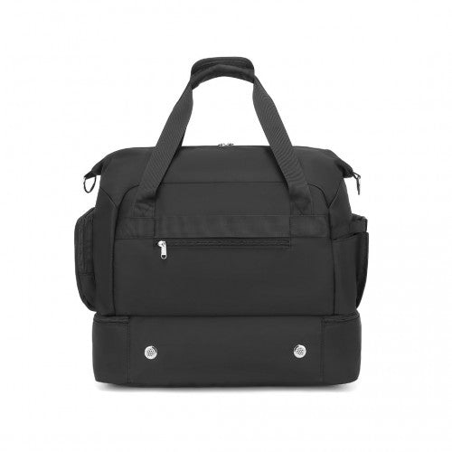 EA2348 - Kono Waterproof Multi-Pocket Travel Duffel Bag Set With Dedicated Shoe Compartment - Black