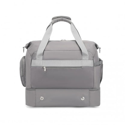 EA2348 - Kono Waterproof Multi-Pocket Travel Duffel Bag Set With Dedicated Shoe Compartment - Grey