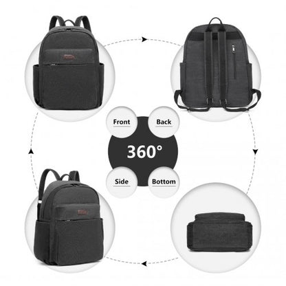 EB2234 - Kono Canvas Lightweight Casual School Backpack - Black