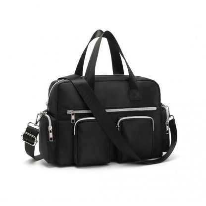 EB2351 - Kono Sleek Multi-Pocket Water-Resistant Crossbody Tote Bag - Black
