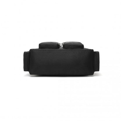 EB2351 - Kono Sleek Multi-Pocket Water-Resistant Crossbody Tote Bag - Black