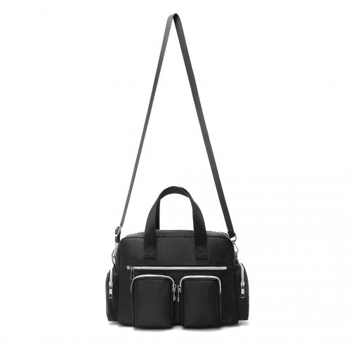 EB2351 - Kono Sleek Multi-Pocket Water-Resistant Crossbody Tote Bag - Black