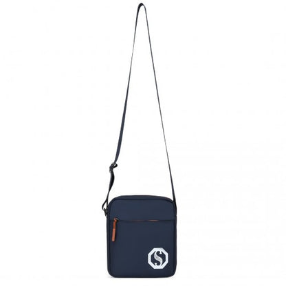 EB2363 - Kono Lightweight & Glow-in-the-Dark 3-Piece Laptop Backpack Set with Crossbody Bag and Pencil Case - Navy And Brown