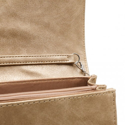 EH2257 - Miss Lulu Stylish Twill Clutch Leather Chain Evening Bag - Gold