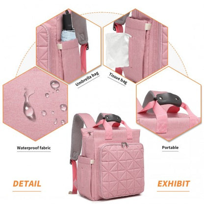 EM2105 - Kono Simple Lightweight Maternity Changing Bag - Pink