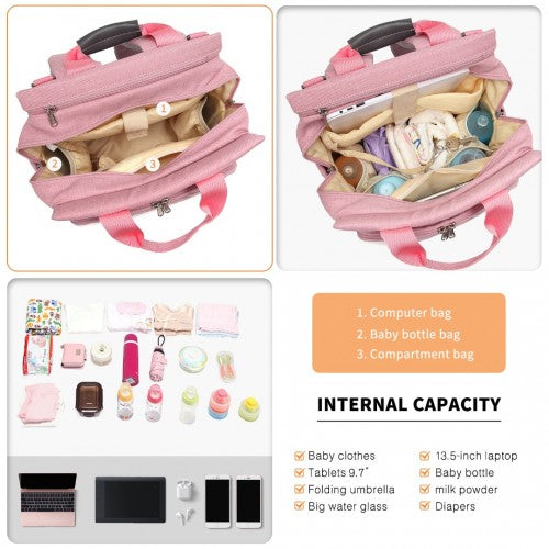 EM2105 - Kono Simple Lightweight Maternity Changing Bag - Pink