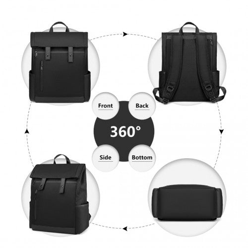 EM2114 - Kono Waterproof Large Capacity School Laptop Backpack - Black
