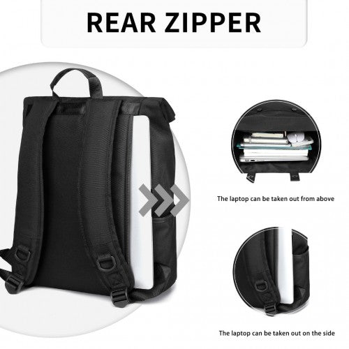 EM2114 - Kono Waterproof Large Capacity School Laptop Backpack - Black