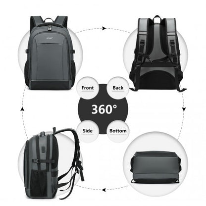 EM2130 - Kono Functional Travel Backpack With USB Charging Port - Grey