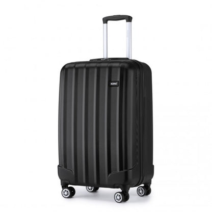 K1773-1L - Kono 19 Inch Cabin Size ABS+PC Hard Shell Luggage with Vertical Stripes - Ideal for Carry-On - Black