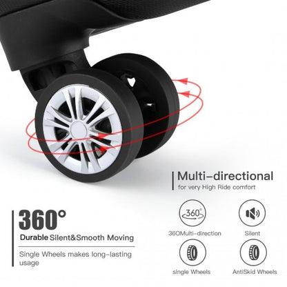K1773-1L - Kono 19 Inch Cabin Size ABS+PC Hard Shell Luggage with Vertical Stripes - Ideal for Carry-On - Black