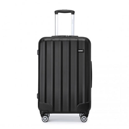 K1773-1L - Kono 24 Inch Striped ABS+PC Hard Shell Luggage with 360-Degree Spinner Wheels - Black
