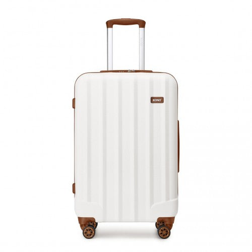 K1773-1L - Kono 24 Inch Striped ABS+PC Hard Shell Luggage with 360-Degree Spinner Wheels - Cream