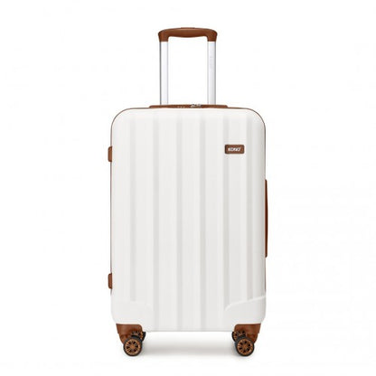 K1773-1L - Kono 28 Inch Striped ABS+PC Hard Shell Luggage with 360-Degree Spinner Wheels - Cream