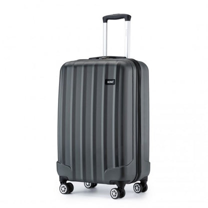 K1773-1L - Kono 19 Inch Cabin Size ABS+PC Hard Shell Luggage with Vertical Stripes - Ideal for Carry-On - Grey