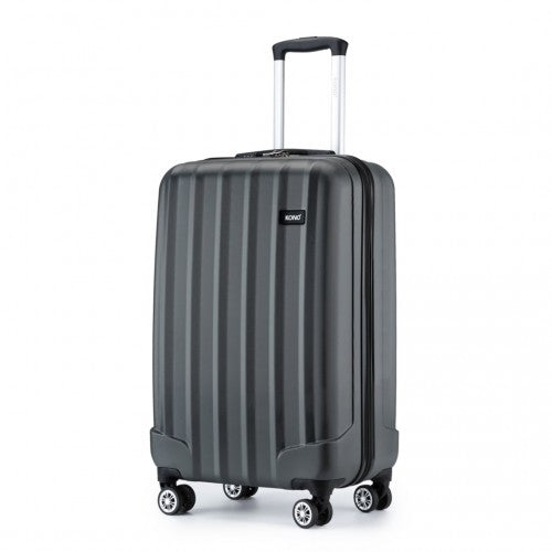 K1773-1L - Kono 19 Inch Cabin Size ABS+PC Hard Shell Luggage with Vertical Stripes - Ideal for Carry-On - Grey
