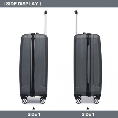 K1773-1L - Kono 19 Inch Cabin Size ABS+PC Hard Shell Luggage with Vertical Stripes - Ideal for Carry-On - Grey
