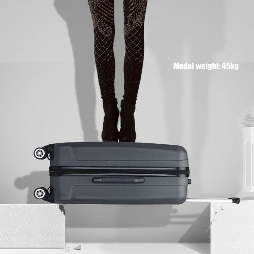 K1773-1L - Kono 28 Inch Striped ABS+PC Hard Shell Luggage with 360-Degree Spinner Wheels - Grey