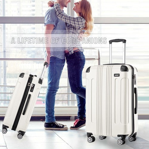K1777-1L - Kono 28 Inch ABS Lightweight Compact Hard Shell Travel Luggage For Extended Journeys - Beige