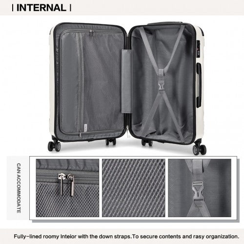 K1777-1L - Kono 28 Inch ABS Lightweight Compact Hard Shell Travel Luggage For Extended Journeys - Beige