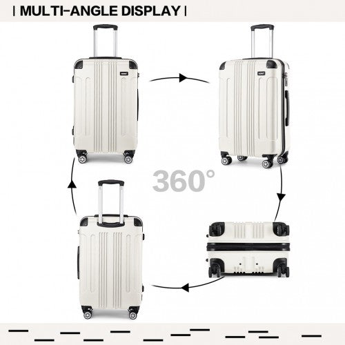 K1777-1L - Kono 28 Inch ABS Lightweight Compact Hard Shell Travel Luggage For Extended Journeys - Beige