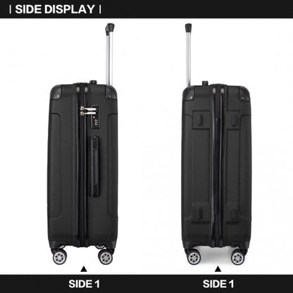 K1777-1L - Kono 28 Inch ABS Lightweight Compact Hard Shell Travel Luggage For Extended Journeys - Black