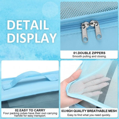 K1871-1L+E2019 - Kono 20 Inch ABS Cabin Size Suitcase with Travel Luggage Organiser Bag Set - Blue