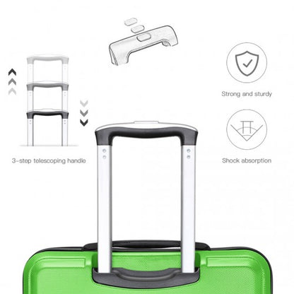K1871-1L - Kono ABS 24 Inch Sculpted Horizontal Design Suitcase - Green