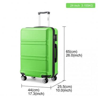 K1871-1L - Kono ABS 24 Inch Sculpted Horizontal Design Suitcase - Green