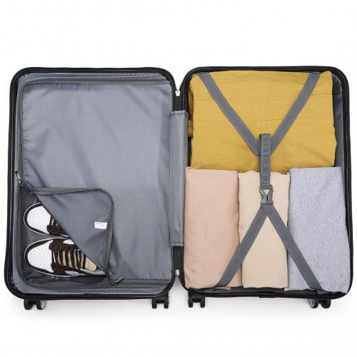K1871-1L - Kono ABS 28 Inch Sculpted Horizontal Design Suitcase - Black