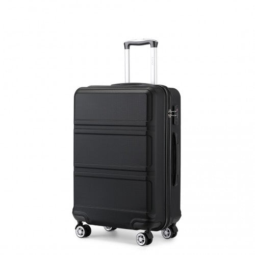 K1871-1L - Kono ABS 28 Inch Sculpted Horizontal Design Suitcase - Black