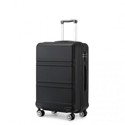 K1871-1L - Kono ABS 28 Inch Sculpted Horizontal Design Suitcase - Black
