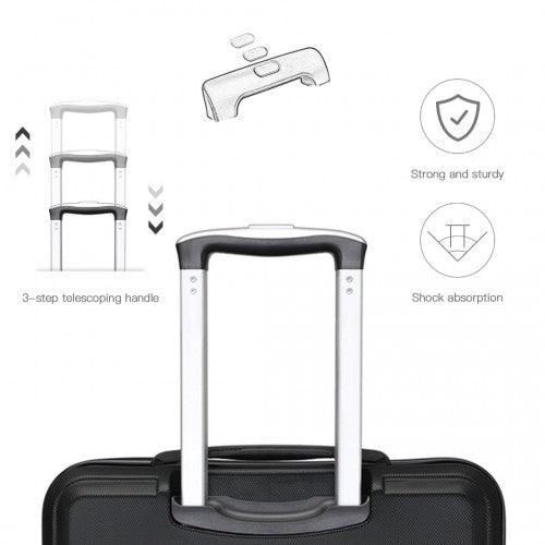 K1871-1L - Kono ABS 28 Inch Sculpted Horizontal Design Suitcase - Black