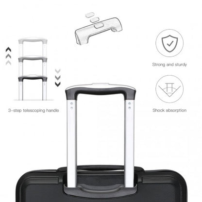 K1871-1L - Kono ABS 28 Inch Sculpted Horizontal Design Suitcase - Black