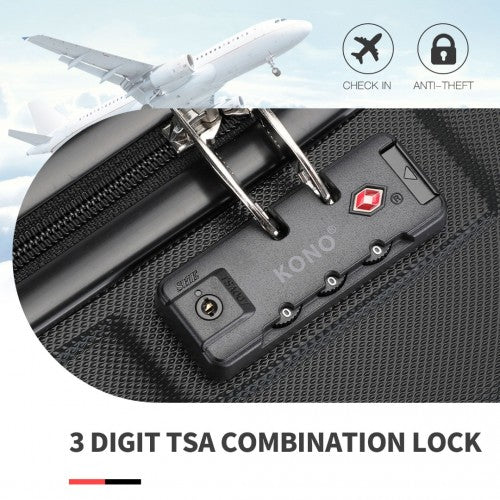 K1871-1L - Kono ABS 28 Inch Sculpted Horizontal Design Suitcase - Black