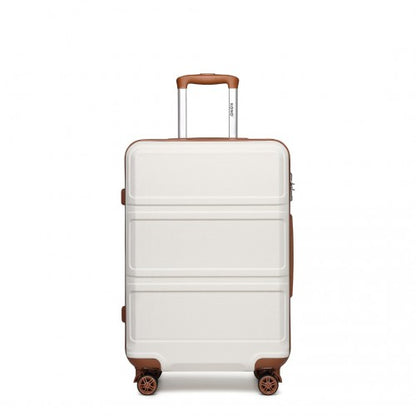 K1871-1L - Kono ABS 24 Inch Sculpted Horizontal Design Suitcase - Cream