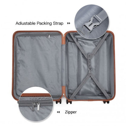K1871-1L - Kono ABS 4 Wheel Suitcase Set with Vanity Case - Cream